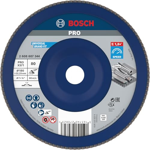 Bosch Professional DIY Fächerschleifscheibe | für Stahl, Edelstahl, Körnung 80, Professional Zubehör Großer Winkelschleifer