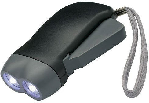 Linterna LED con dinamo de plástico, con muñequera para llevar en casa o de viaje