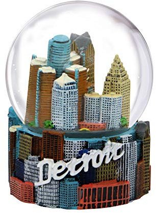 Detroit Schneekugel mit Skyline 8,9 cm (65 mm) aus der Detroit Snow Globes Collection