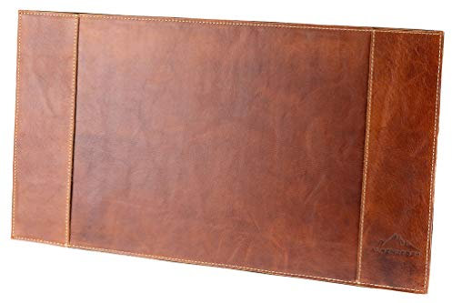 Alpenleder Schreibtischunterlage - PIEMONT (Handgefertigt) - Nachhaltiges Bio-Leder aus regionaler Landwirtschaft | Schreibtischunterlage leder *Fair Produziert* (52x29cm, Cognac)