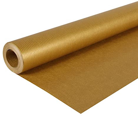 Clairefontaine 195775C - Un Rouleau Kraft Papier Vergé - Couleur : Or - Dimensions : 10x0,70m - 65g - Emballage Cadeaux, DIY, Artisanat