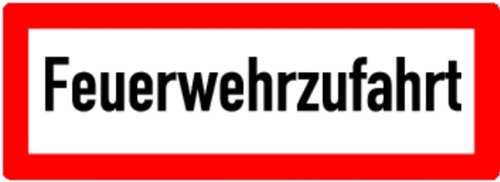 LEMAX® Feuerwehrschild, Feuerwehrzufahrt - DIN 4066 Alu geprägt weiß/schwarz 420x148mm