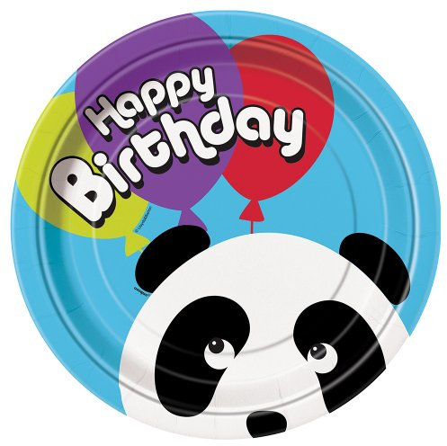 Unique Assiettes d'anniversaire Panda 8 CT