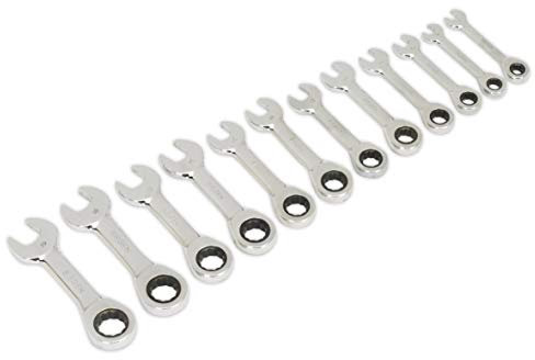 Siegen by Sealey Stubby Combination Ratchet Spanner Set in EVA Foam Tray 12pc - S0633