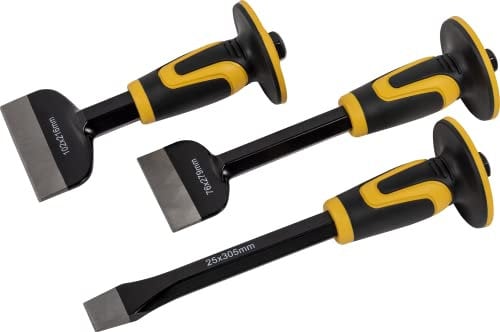 Roughneck ROU31993 Bolster & Chisel Set - 3 Piece Including: Brick Bolster 102x216mm (4x8½in) Electrician’s Bolster76x279mm (3x11in) & x1 Cold Chisel 25x305mm (1x12in), Multi