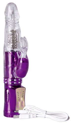 You2Toys Diamond Affairs USB Vibrator - softer 2-Motoren-Vibrator, Stimulator mit 8 Vibrationsstufen für Frauen, leiser G-Punkt- und Klitorisstimulator, pink/transparent