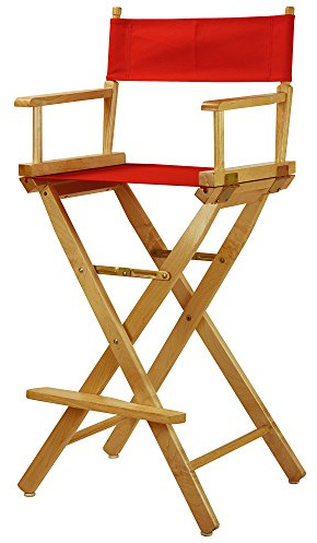 Casual Home Director's Chair ,Natural Frame/Red Canvas,30 - Bar Height