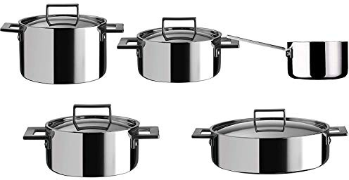 MEPRA Attiva Batteria, Kitchen, 9 Pezzi, Trimetallo Acciaio Inossidabile 18/10, Alluminio e Rame