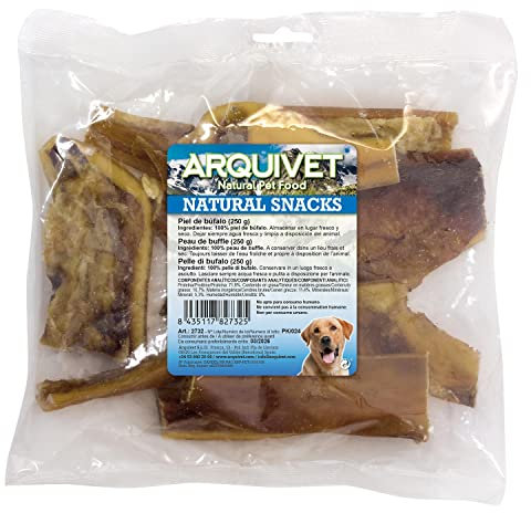 ARQUIVET Piel de búfalo bolsa 250 gr - Snacks 100% naturales para perros - Premios, chuches, golosinas, recompensas, chucherías caninas - Snacks para morder perros