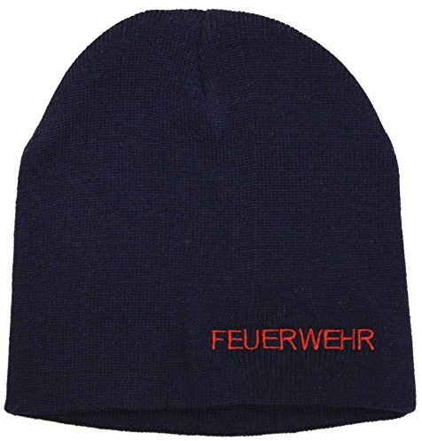 Beanie Mütze mit Einstickung - Feuerwehr - versch. Farben - 54606 Farbe schwarz