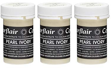 Sugarflair Pearl Ivory Pastel Food Colouring Paste, Highly Concentrated for Use with Sugar Pastes, Buttercream, Royal Icing or Cake Mix, Subtle Colour Dye - 25g (Pack of 3)