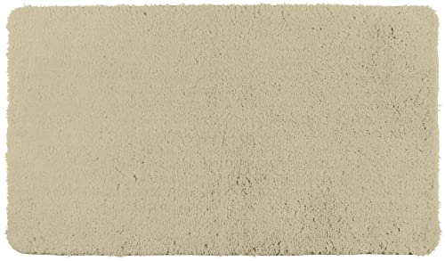 WENKO Badteppich Belize Sand, 60 x 90 cm - Badematte, sicher, flauschig, fusselfrei, Polyester, 60 x 90 cm, Beige