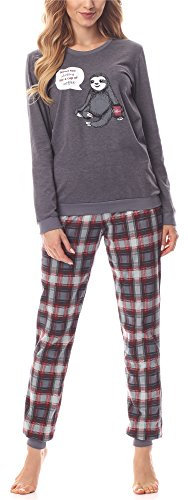Merry Style Pigiama Manica Lunga Donna MS10-167 (mélange Scuro/Borgogna, M)