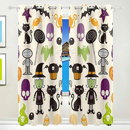 FANTAZIO Symmetrie Raum Verdunklung Hexe und Zauberer Sonnenschutz Fenster Vorhang Wärmedämmung Fenster Vorhänge Panels Vorhänge 2 Panels pflegeleicht weich waschbar