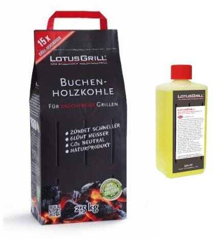 Lotus Grill Kit Carbonella sacchetto di Faggio 2,5 kg più 1 confezione Gel da 500 ml
