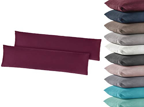 BaSaTex Jersey Kissenbezug, 2er Pack, 35x160 cm, Petrol | 100% Baumwolle, Kissenhülle Kissenbezüge Seitenschläferkissen, Besonders anschmiegsam, elastisch pillingarm und formstabil