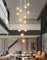 H.W.S LED Pendelleuchte Glas Kristall Hängeleuchte Lüster Dekoratives Kronleuchter Modern Pendellampe für Villa Treppe Wohzimmer Esszimmer Schlafzimmer Innenleuchte(14-Flamming, Square)