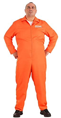 FunPop Plus Size Mens Prison Jumpsuit 2X Orange