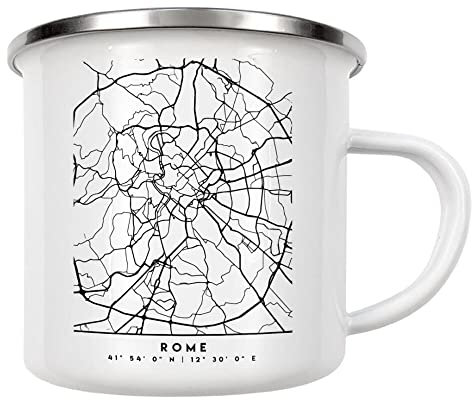 artboxONE Emaille Tasse Rome Italy Black City MAP von Emiliano Deificus - Emaille Becher Städte