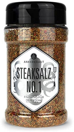 Ankerkraut Steaksalz No. 1, 170g im Streuer, Salz-Mischung für Fleisch Steak, Leicht zu Dosieren, BBQ Perfekt am Grill