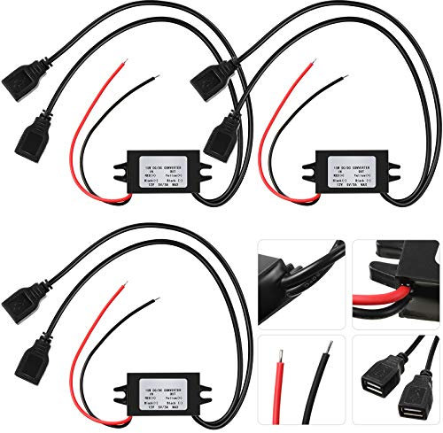 3 Convertitori DC Regolatore di Tensione da 12V a 5V 3A 15W Modulo Convertitore Buck DC Regolatore di Voltaggio Ridotto da DC a DC Adattatore di Potenza per Auto (Doppia Interfaccia USB)