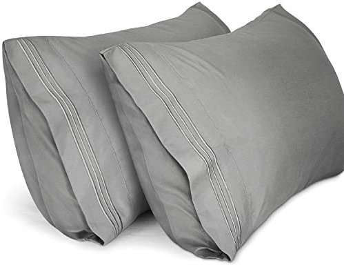 Lirex 2er Pack Kissenbezug 50 x 80 cm, Weiche Gebürstete Mikrofaser-Kissenbezüge, Hotelverschluss kopfkissen bezug,Kopfkissenbezug aus weichem Mikrofaser ,Oeko-TEX Zertifiziert (Grau)