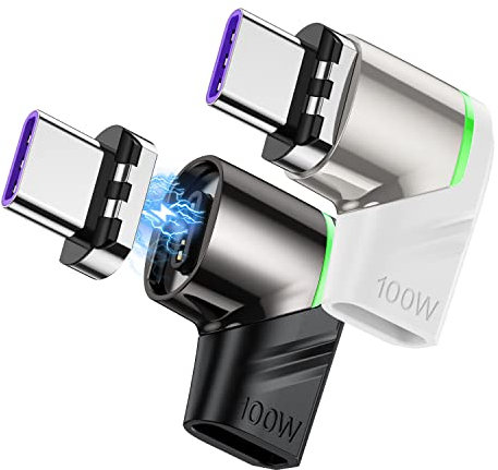 BeyerHIFI Adaptateur USB C, USB PD 100W Charge Rapide, Convient Pour la Transmission de Données, 2 Pièces Adaptateurs Magnétiques, Compatibles Avec Type C Appareils.