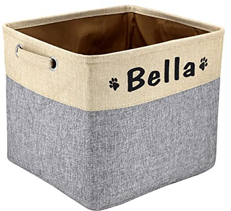 PET ARTIST Faltbarer Hundespielzeug-Aufbewahrungskorb Mit Personalisierter Tiernamen-Aufbewahrungsbox Aufbewahrungskorb für Hundespielzeug und Zubehör,Grey Big One