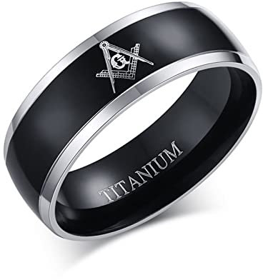 Aotiwe Ring Finger Herren, Personalisierte Geschenke Männer Freimaurer Schwarz Größe 57 (18.1) für Memoir Weihnachten