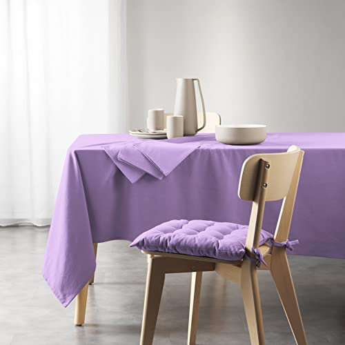 Douceur d'Intérieur, Nappe Rectangle (140 x 240 Cm) Mistral Lilas, Coton Recyclé