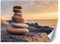 Feeby Papel Pintado Puesta de sol Playa Abstracción 350x245 cm Naranja XXL Fotomurales Tejido No Tejido Decoración De Pared Moderna Decorativos Dormitorio Para la sala Mar El cielo Piedras Zen