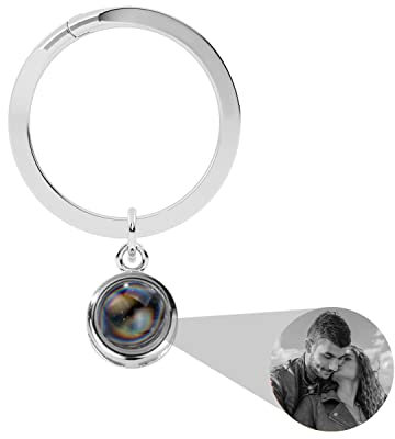 Porte-clés personnalisé avec photo Porte-clés rond personnalisé avec projection de photo Je t'aime 100 langues Porte-clés avec image à l'intérieur pour femmes filles épouse maman