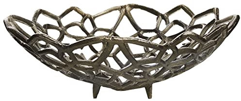Dekorative Metall - Obstschale 37 cm durchbrochene runde Schale in Silber Babylon