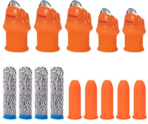 Couteaux à Pouce en Silicone, Séparateur de Couteau de Pouce, Jardin Doigt Couteau Cutter avec Manchons de Protection Doigts pour Parage Cueillette Fraise Fruits Légumes Plantes, 14Pcs