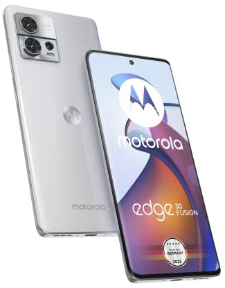 Motorola Mobility Moto Edge30 Fusion Smartphone (display FHD+ da 6,55, fotocamera da 50 MP, fotocamera da 8/128 GB, 4400 mAh, Android 12), Aurora White, con cover protettiva e adattatore per auto