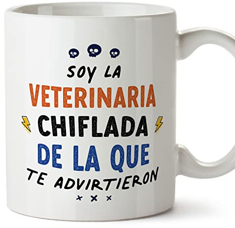 MUGFFINS Tazas para VETERINARIA mujer - En Español - Todos te advirtieron - 11 oz / 330 ml - Regalo original y divertido