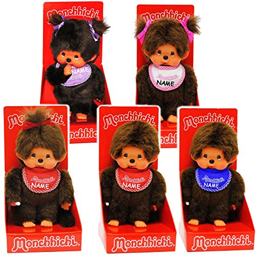 alles-meine.de GmbH Monchhichi - Jungen - Lätzchen - BLAU - incl. Name - 20 cm - ausziehbare Kleider - Plüschtier/Kuscheltier - Monchichi - Sportlich - groß - AFFE - Babys ..