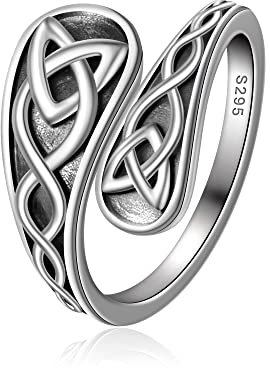 Löffel Ringe für Frauen 925 Sterling Silber Keltischer Knoten Einstellbare Daumen Löffel Ringe Versprechen Verlobung Statement Boho Vintage Finger Offen Antike Löffel Ringe Schmuck