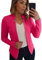 YMING Femmes Blazers Grande Taille Blazers à Devant Ouvert Costumes à Revers Veste De Costume à Col à Revers Rose Rouge XL