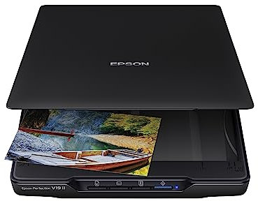 Epson Perfection V19 II Color Photo and Document Flatbed Scanner with 4800 dpi Optical Resolution, USB Power and High-Rise, Removable Lid