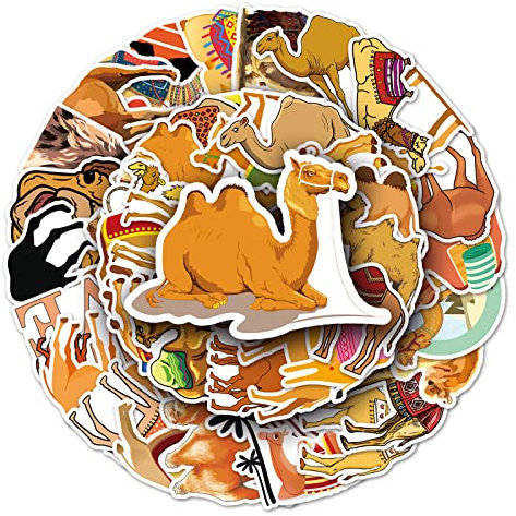 Kamel Aufkleber für Laptop (50 PCS),Geschenk für Kinder Jugendliche Erwachsene Jungen,Camel Stickers Wasserdicht Vinyl Aufkleber für Scrapbook,Skateboard,Auto,Gepäck