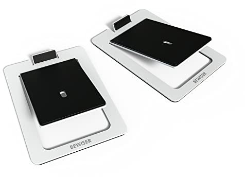 BEWISER Desktop Speaker Stands for 3-4 Metal Medium Size Speaker,PC Speakers,Gaming Speakers Weight Capacity up to 12 lbs,White(Pair)