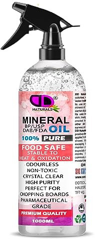 DD Teck Pure Mineral Oil Premium Food Safe, Chopping Board Oil, Cutting Board, Worktop, Butcher Blocks, Countertops Wood, Slate, Stone- Tasteless, odourless & Clear (1000ml Spray)