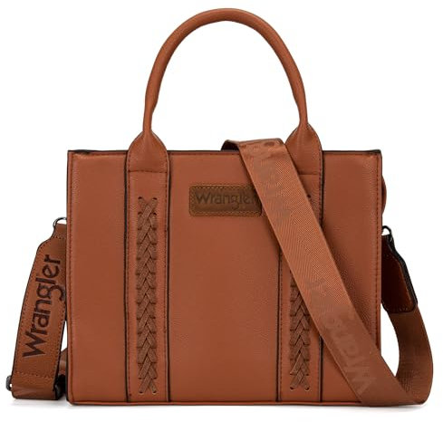 Wrangler Tragetasche für Damen, Designer-Umhängetasche, Handtasche mit Tragegriff und Riemen, A-natur-braun, Medium