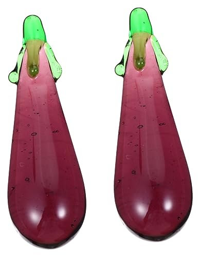 Warmhm 2 Stück Elegante Auberginen-Verzierungen Aus Glas Heimdekoration Innen- Und Außendekoration Gemüse-Ornamente Für Weihnachten