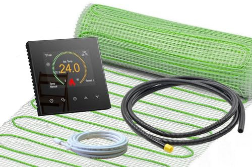 ew direkt elektrische Fußbodenheizung UltraPro 160 für Fliesen, Naturstein mit Thermostat RT-70 WLAN Tuya/Smart Life (5 m² - 0,5 x 10 m²)