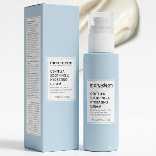 Maruderm Beruhigende & Feuchtigkeitsspendende Creme mit Centella Asiatica – Stärkt die Hautbarriere | Für alle Hauttypen, auch empfindliche Haut, 200 ML