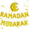 COLOFALLA 15 Stück Ramadan Mubarak Deko Luftballons - Gold, Stern, Buchstaben, Mond, Band - Ramadan & Eid Mubarak Dekoration für Islam Party - Unisex Erwachsene