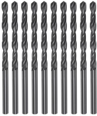 sourcing map 10pcs Jobber Drill Bits 4.2mm (1/6) Nitride Coated High Speed Steel (HSS) 4341 Twist Drill Bits for Stainless Steel Copper Aluminum Alloy Metal Wood Plastic, Black