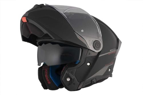 MT Helmets Atom 2SV – Casco moto Modular Flip-Up, Visor Solar Retráctil, Interior Lavable, Preparado Intercomunicador, Bloqueo frontal, Pantalla Extracción Rápida Patentada, Homologado ECE 22.06 & DOT